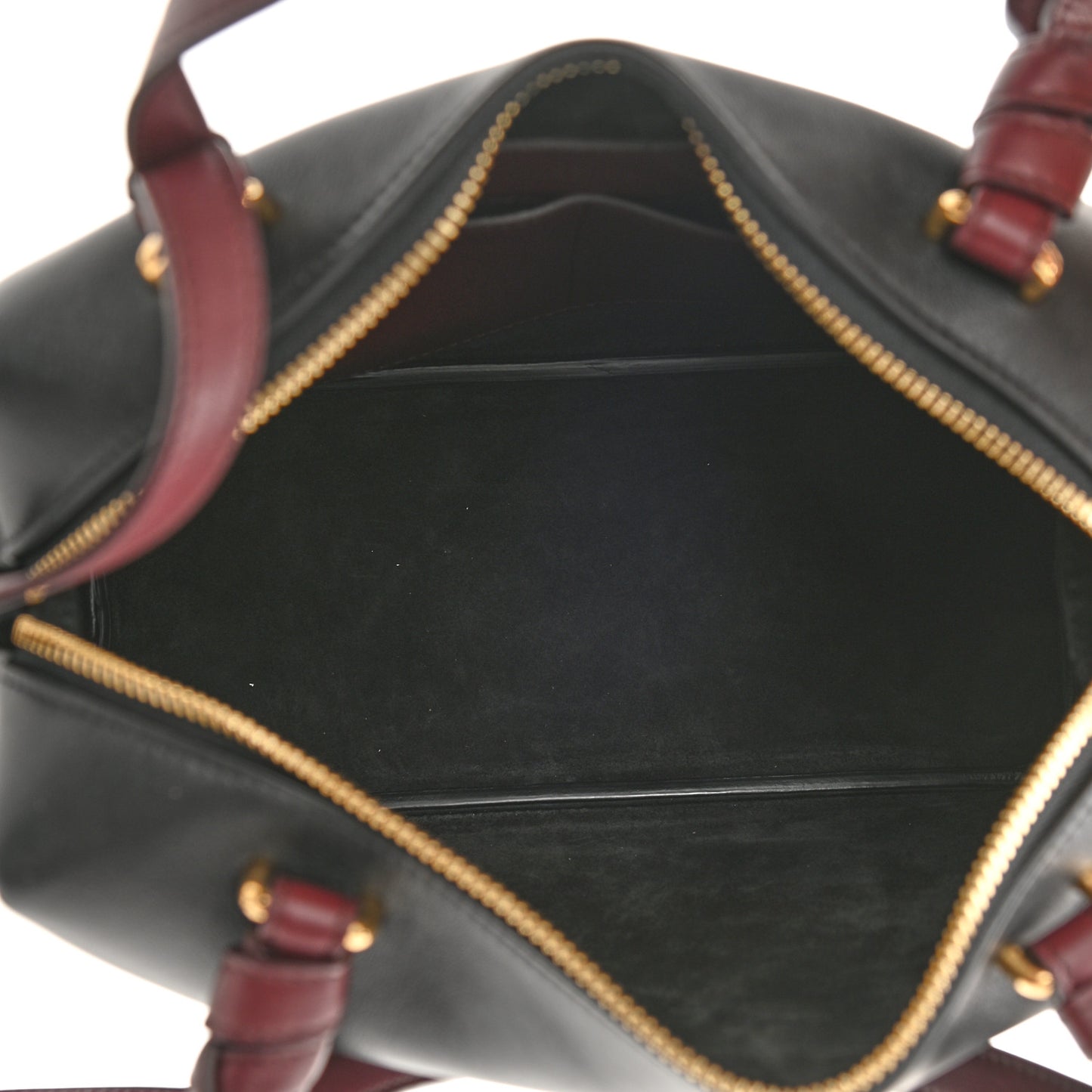 Lambskin Small Soft Cube Satchel Black Burgundy