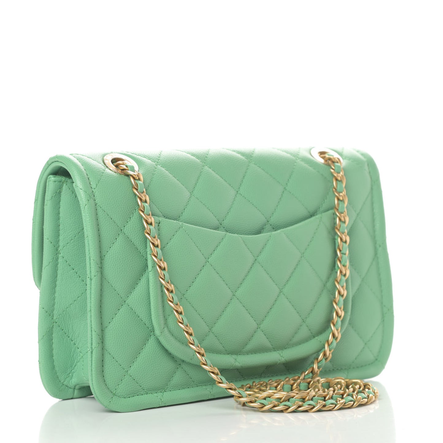 Caviar Quilted Medium Sweet Classic Flap Green