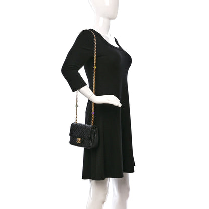 Chanel Lambskin Resin Quilted Mini Pearl Samba Square Flap Black 2 of 9