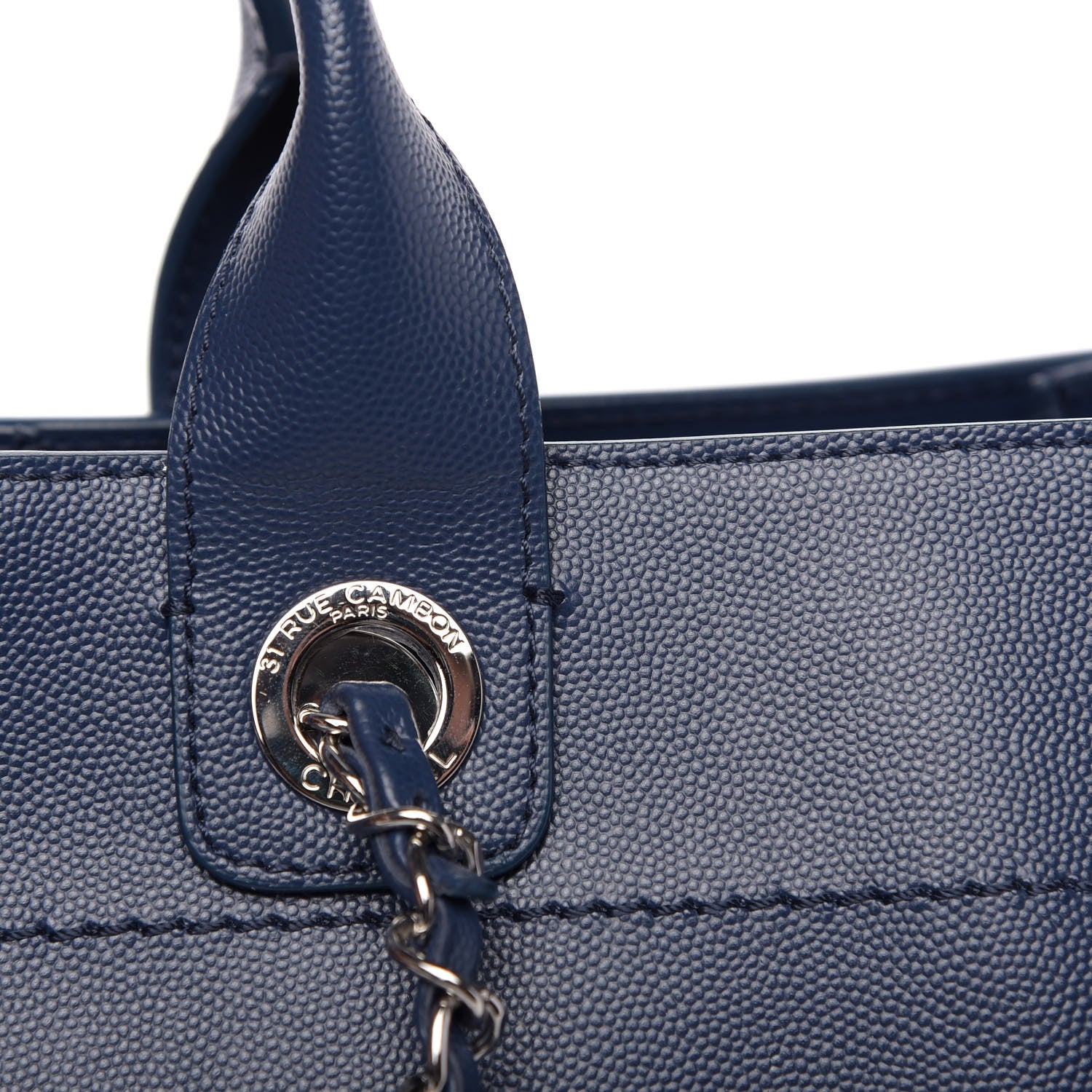 Chanel Caviar Large Studded Deauville Tote Navy 11 of 12