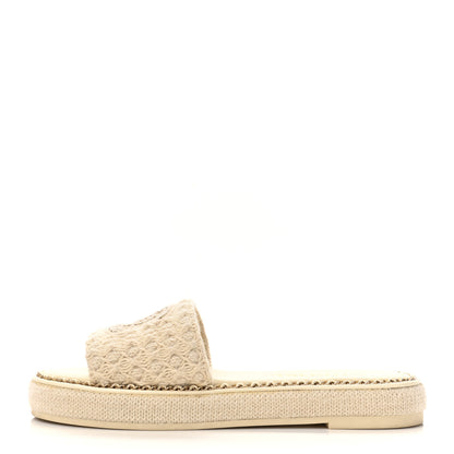 Chanel Wool Alpaca Chain CC Slide Sandals  39 Ivory 1 of 10