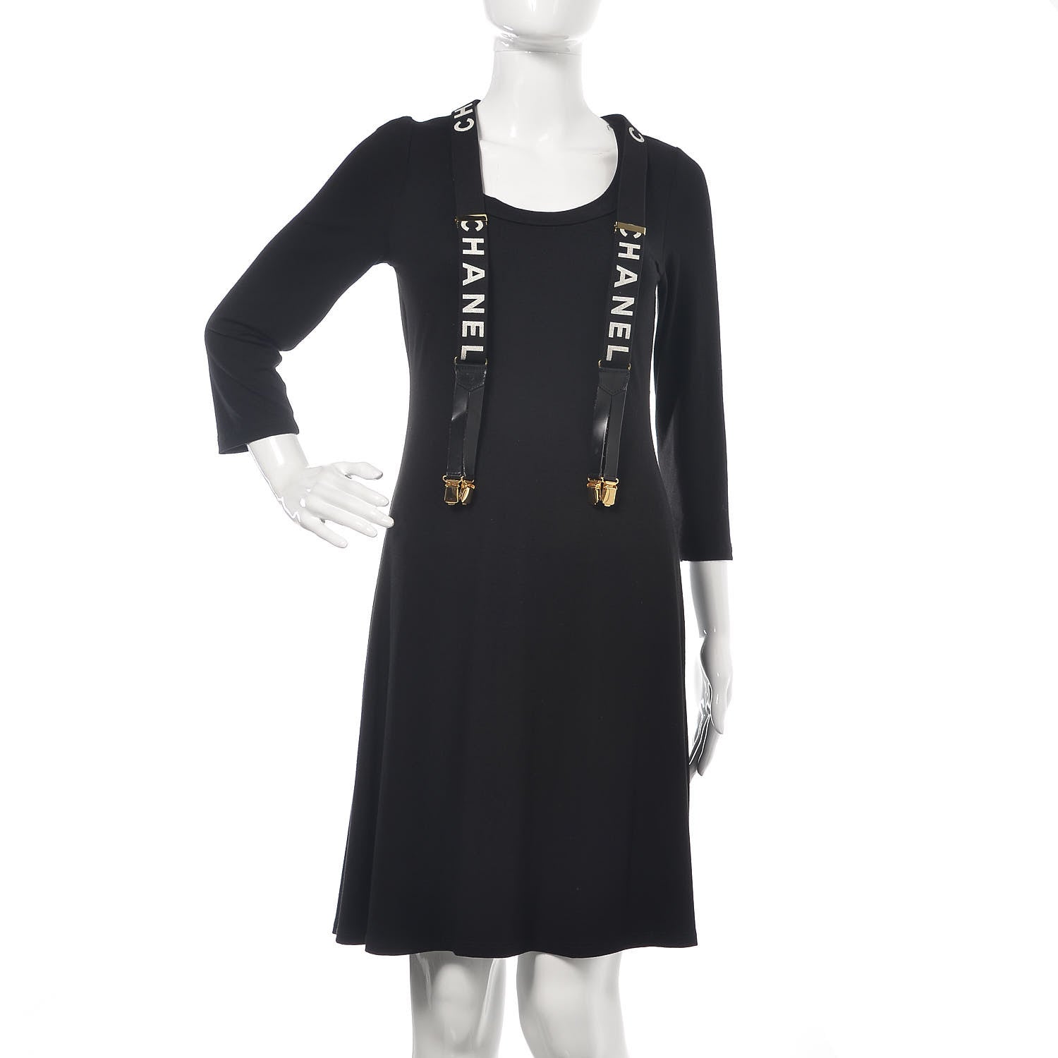 Chanel Logo Suspenders Black White 2 of 6