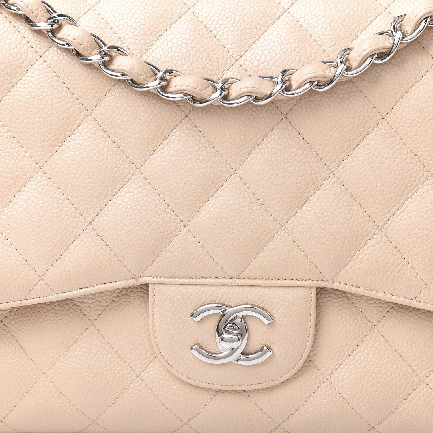 Chanel Caviar Quilted Jumbo Double Flap Beige Clair 10 of 10