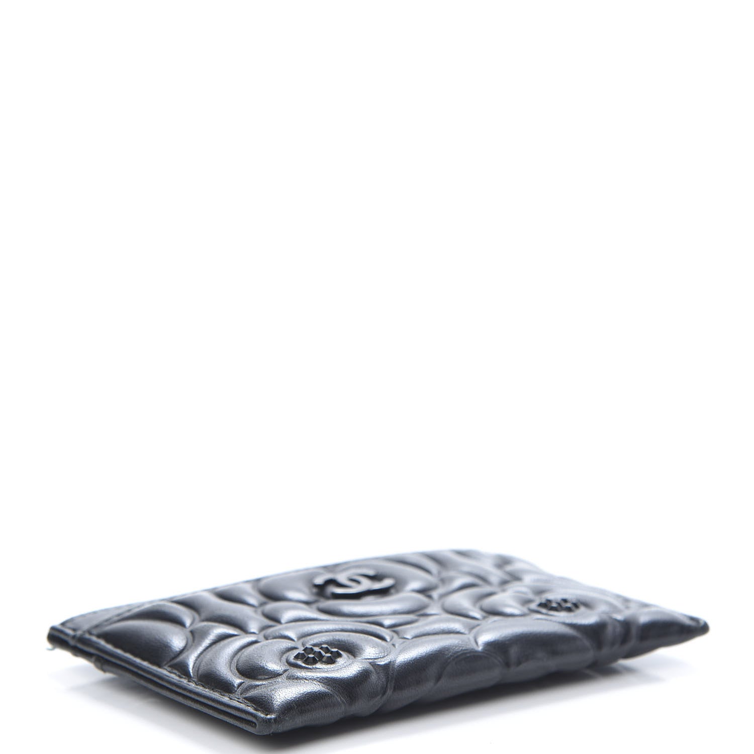 Chanel Lambskin Camellia Embossed Card Holder So Black 4 of 10