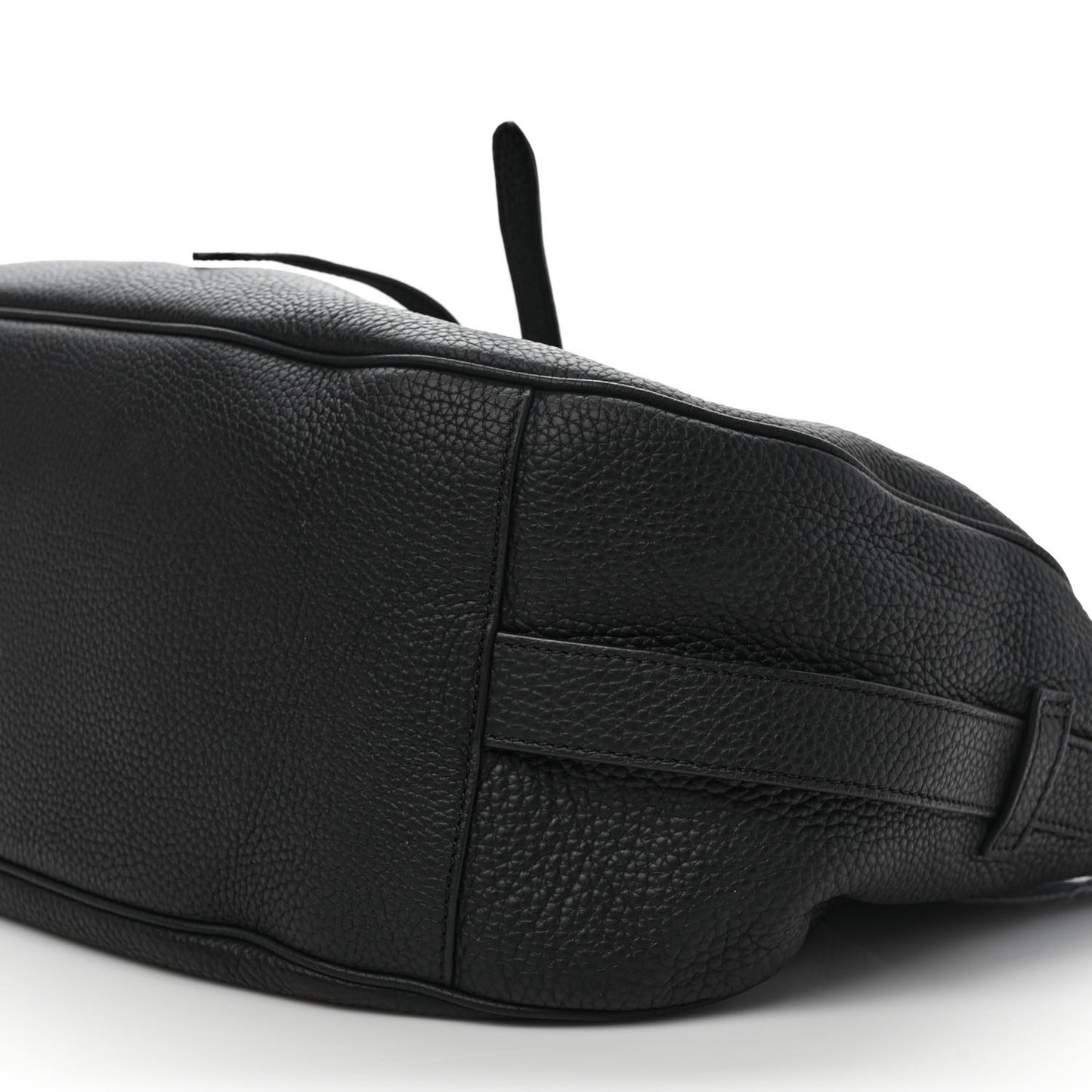 Grained Calfskin Saddle Soft Bag Black