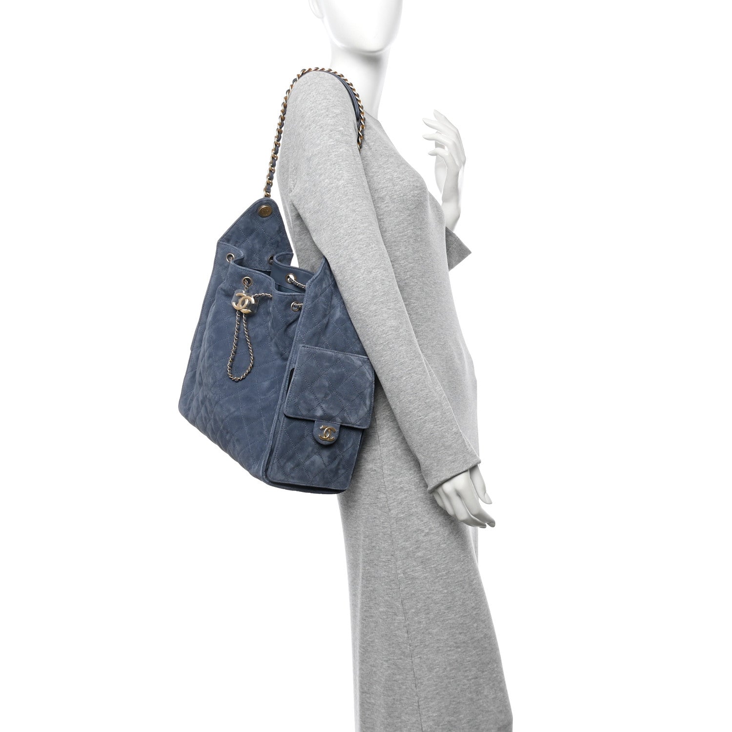 Chanel Suede Quilted Medium Chanel 25 Handbag Blue 2 of 12