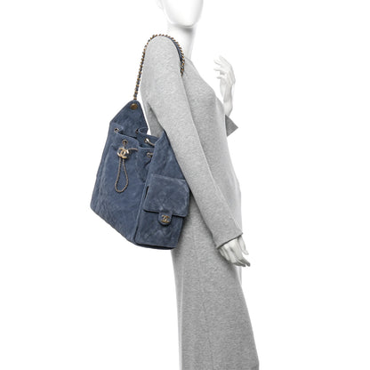 Chanel Suede Quilted Medium Chanel 25 Handbag Blue 2 of 12