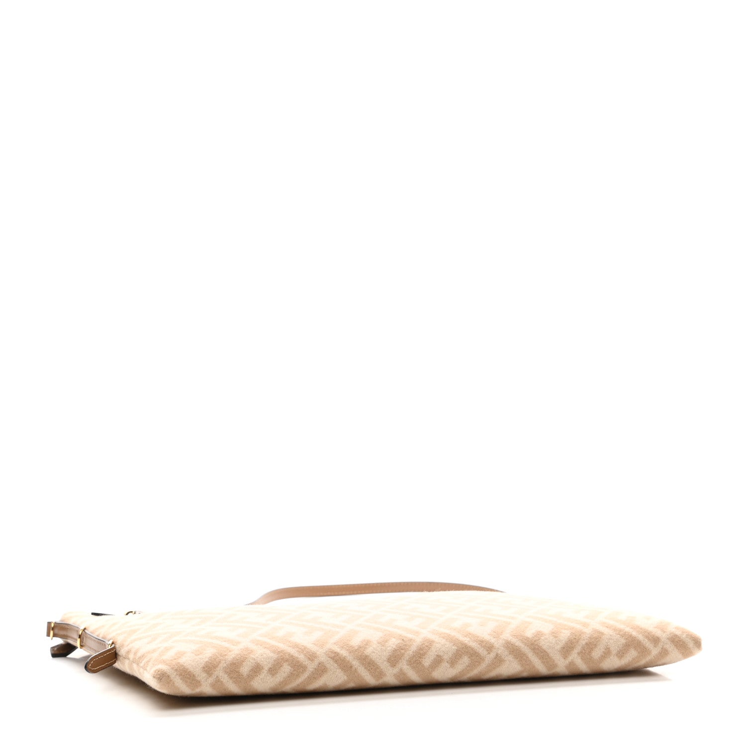 Fendi Wool Vitello King FF 1974 Diagonal Clutch Shoulder Bag Beige Cammello Sand 3 of 8