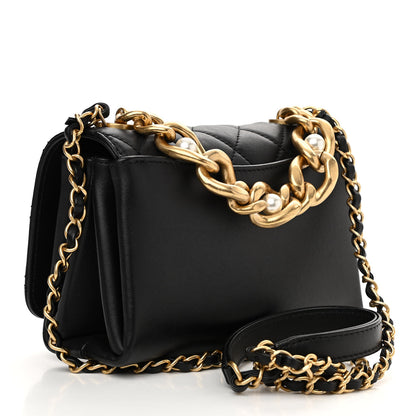 Chanel Calfskin Quilted Pearl Jewel Chain Flap Black 3 of 11