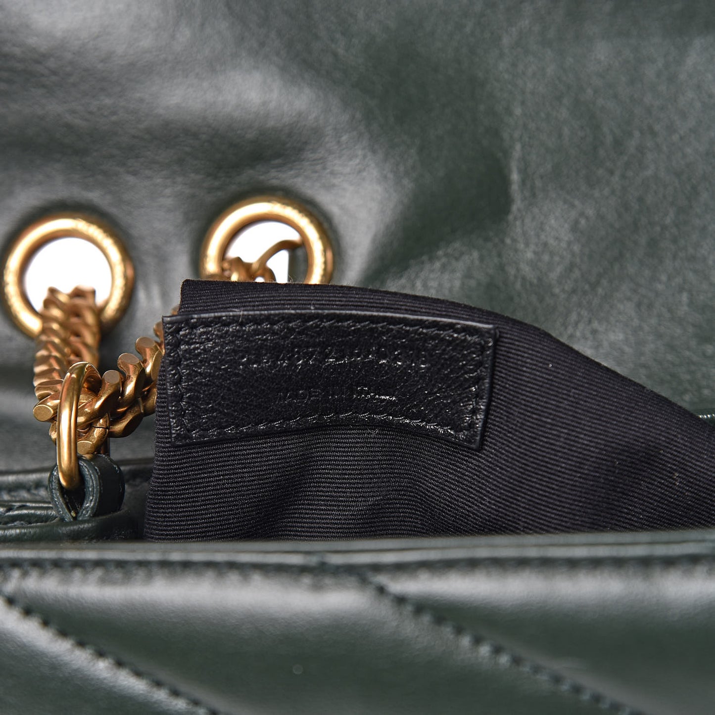 Calfskin Y Quilted Monogram Medium Loulou Chain Satchel Olive