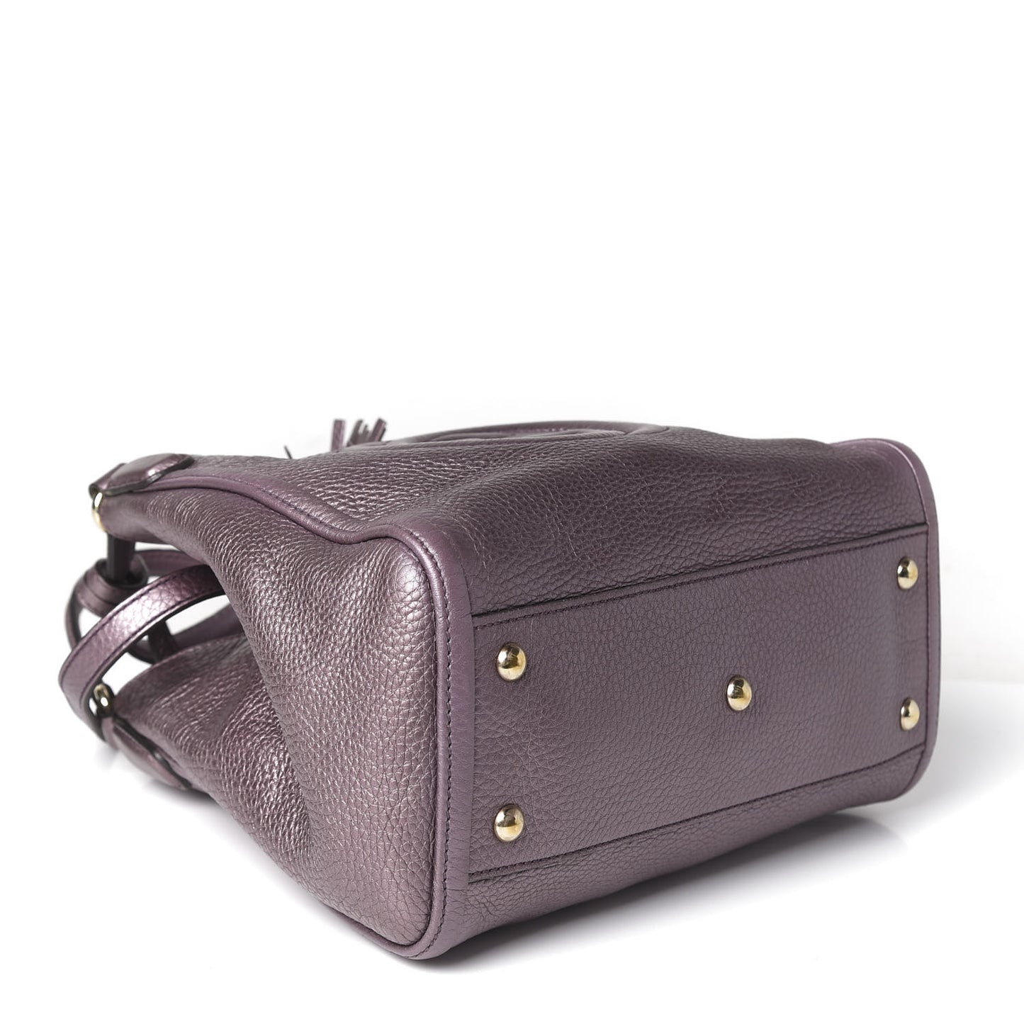 Metallic Pebbled Calfskin Small Soho Shoulder Bag Purple