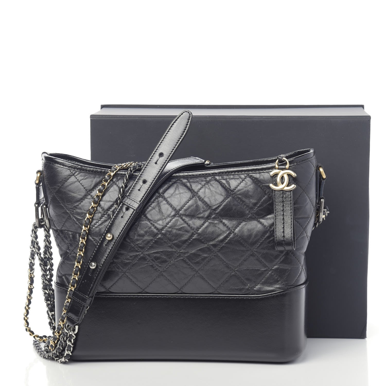 Chanel Aged Calfskin Quilted Medium Gabrielle Hobo Black 11 of 11