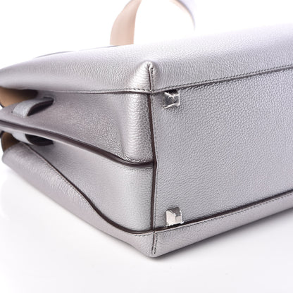 MCM Metallic Grained Calfskin Medium Milla Tote Spike Silver 5 of 8