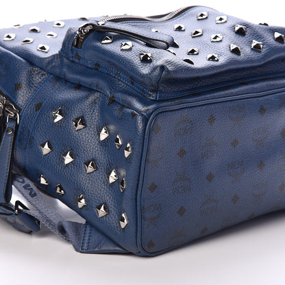 MCM Visetos Medium Studded Stark Backpack Navy Blue 7 of 8