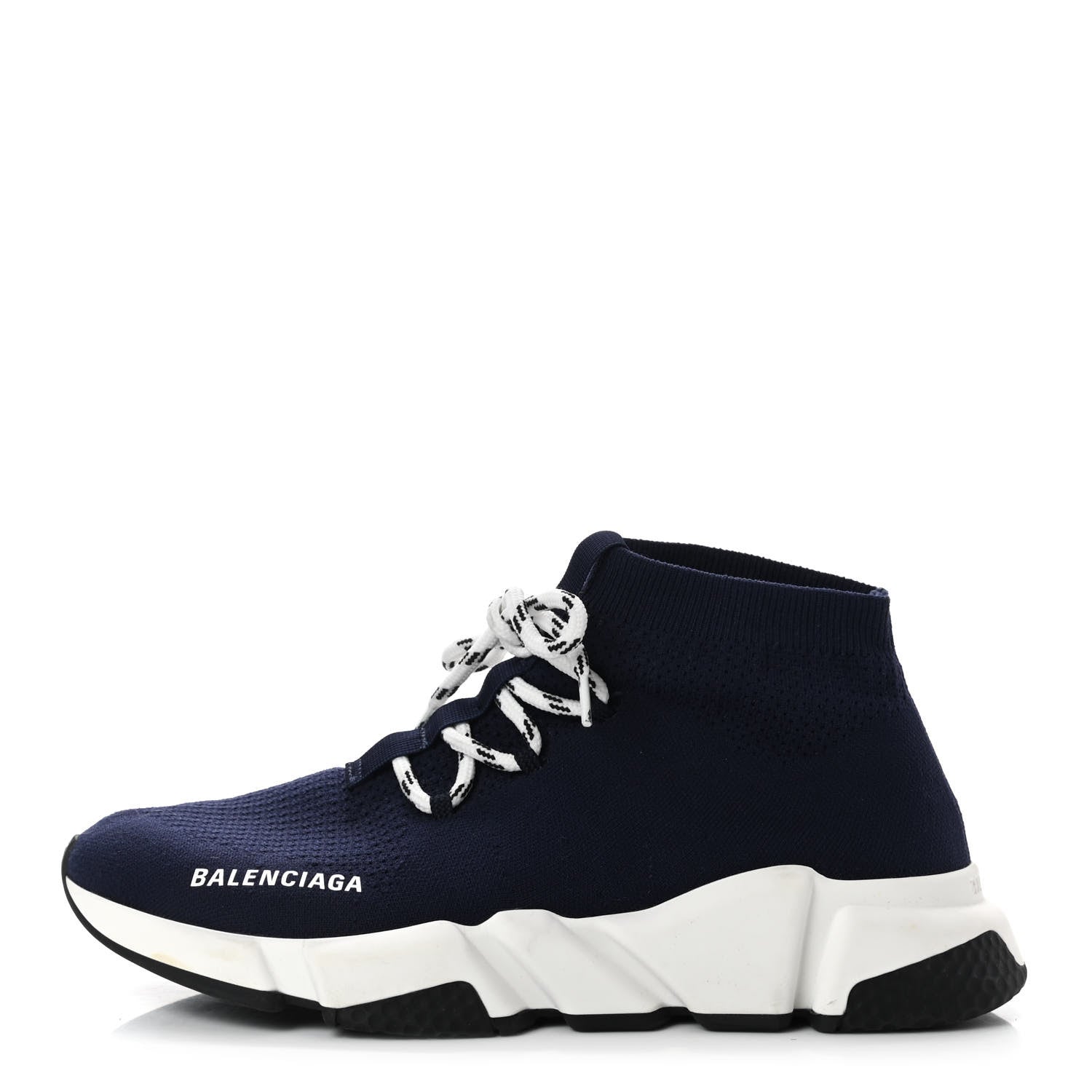 Balenciaga Knit Womens Speed Lace Up Sneakers 40 Navy White 1 of 8