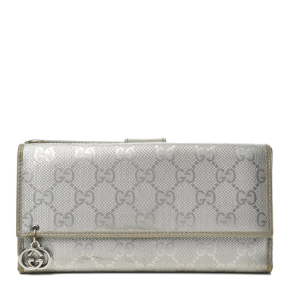 Gucci Imprime Monogram GG Pierce Continental Flap Wallet Silver 1 of 12