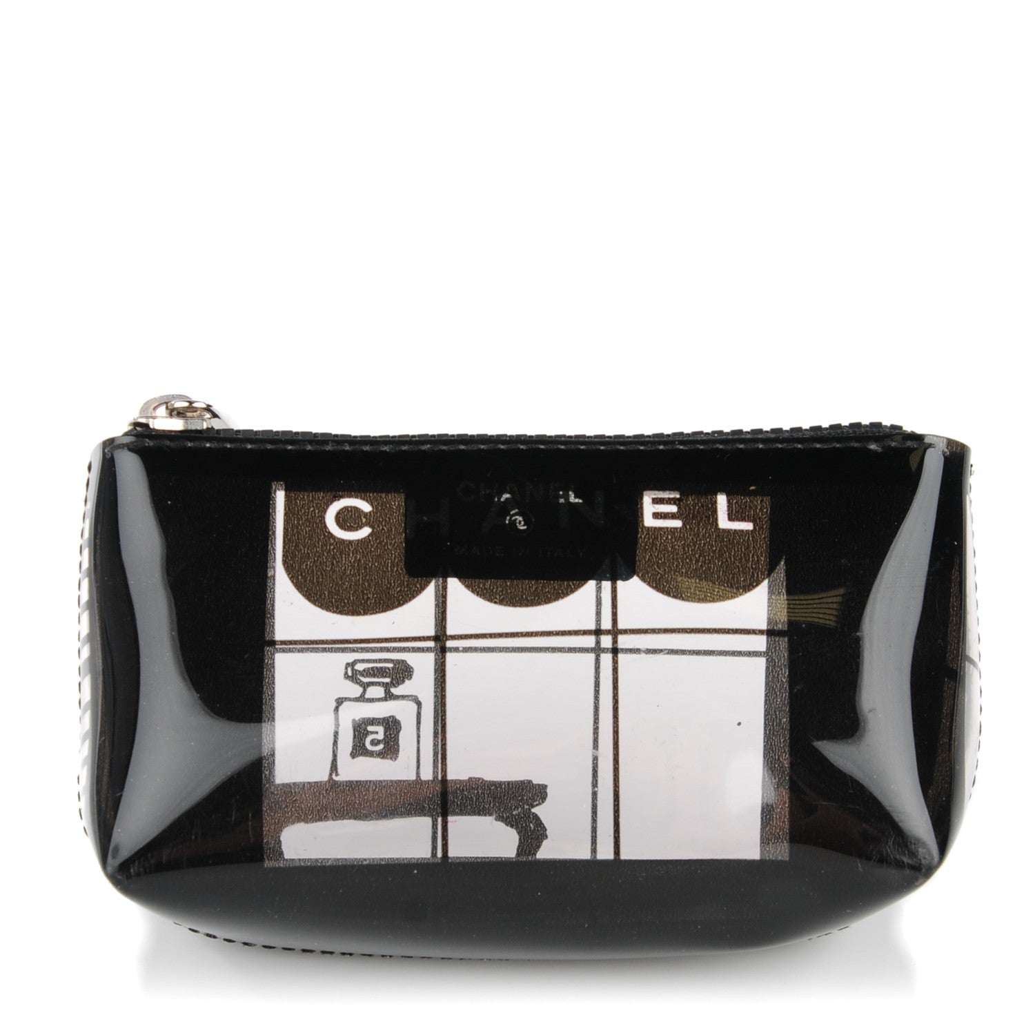 Chanel Vinyl Coco Window Cosmetic Pouch Black 1 of 7