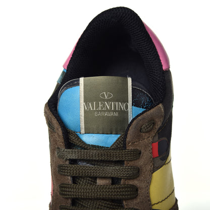 Valentino Garavani Nappa Suede Camouflage Womens Rockrunner Sneakers 39 Army Green Naples Yellow Ninphea 7 of 8
