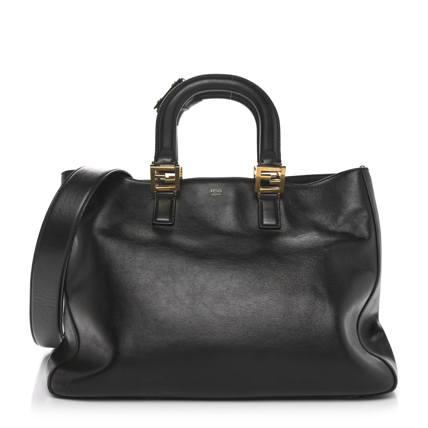 Fendi Vitello Glacier Medium FF Tote Black 1 of 12