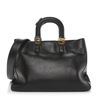 Fendi Vitello Glacier Medium FF Tote Black 1 of 12