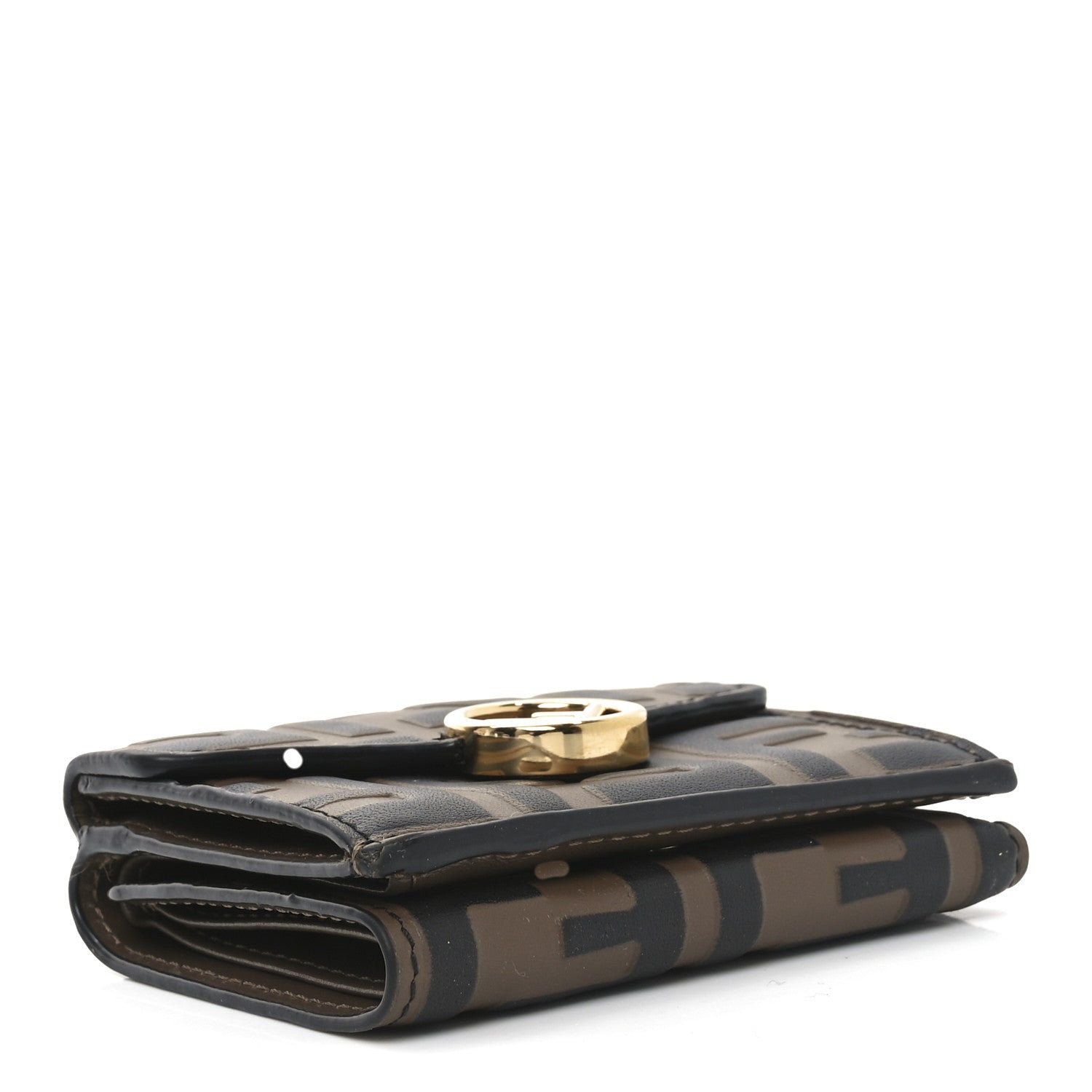 Fendi Vitello Soft F is Fendi Bi-Color FF 1974 Embossed Micro Tri-Fold Envelope Wallet Maya Black 4 of 6