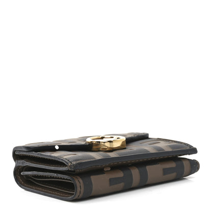 Fendi Vitello Soft F is Fendi Bi-Color FF 1974 Embossed Micro Tri-Fold Envelope Wallet Maya Black 4 of 6