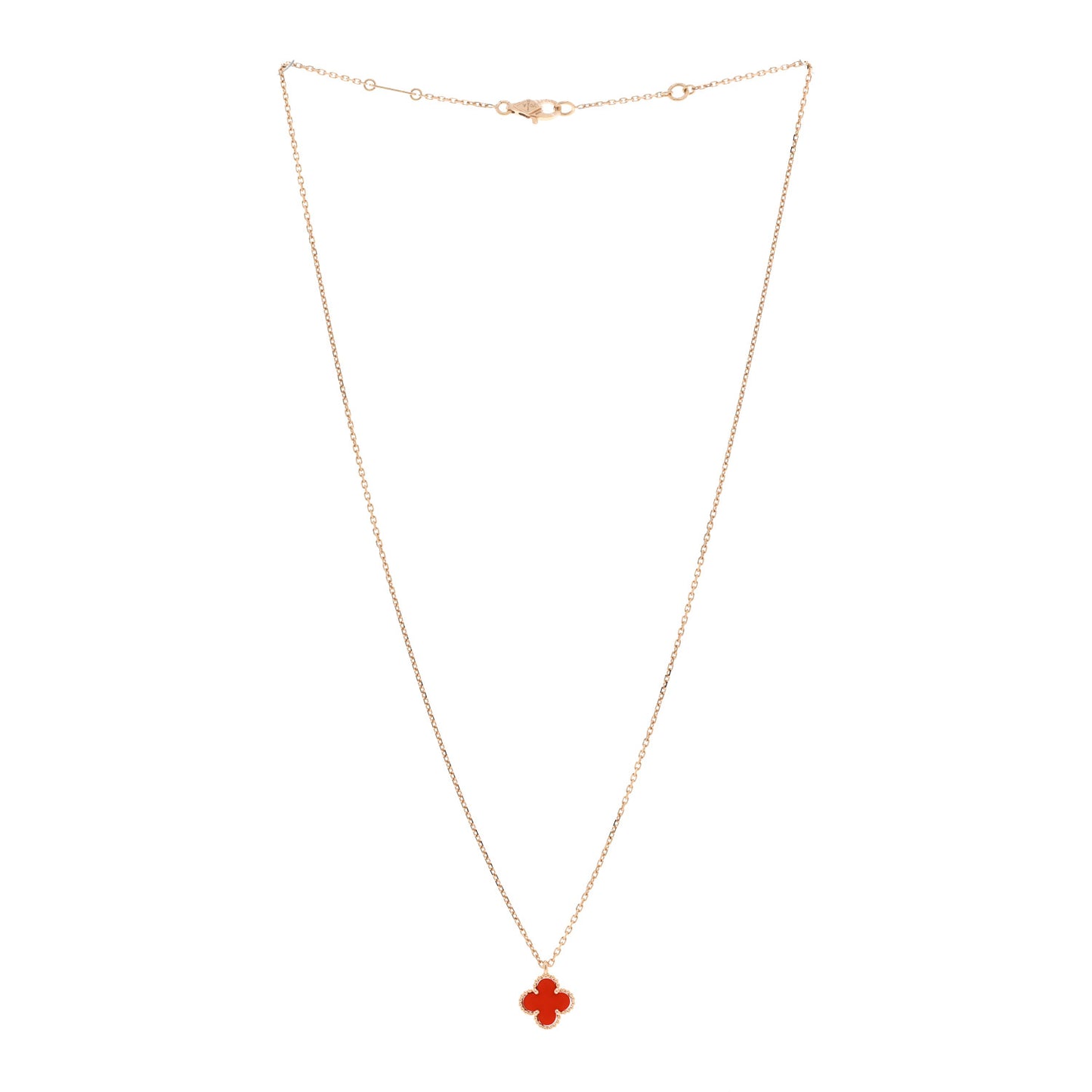 18K Rose Gold Carnelian Sweet Alhambra Pendant Necklace