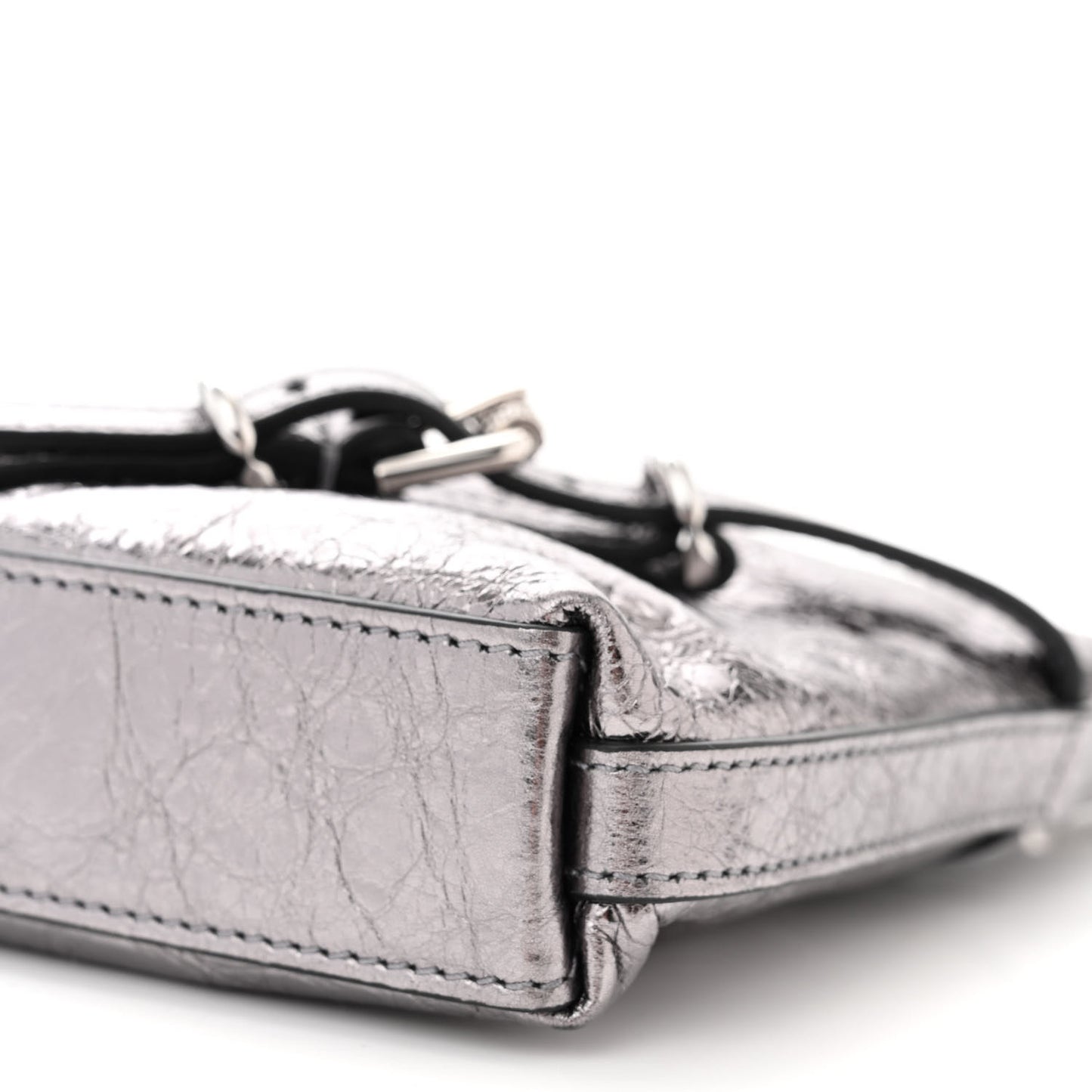 Metallic Calfskin Mini Voyou Bag Silver