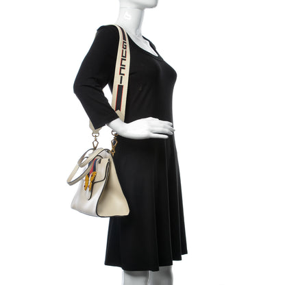 Gucci Grained Calfskin Web Stripe Butterfly Medium Totem Top Handle Bag White 3 of 10