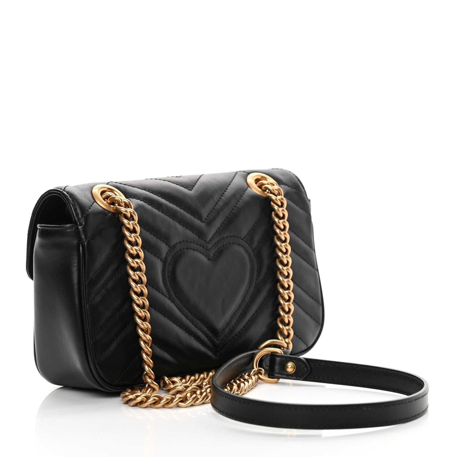 Gucci Calfskin Matelasse Mini GG Marmont Shoulder Bag Black 5 of 21