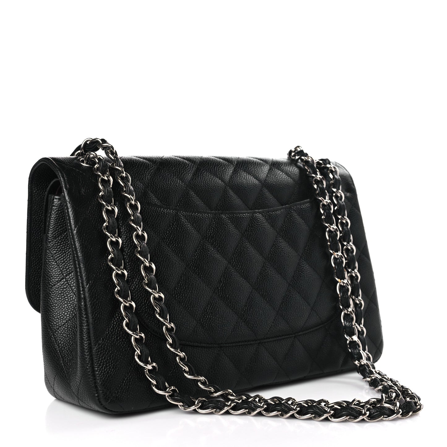 Caviar Quilted Jumbo Double Flap Black