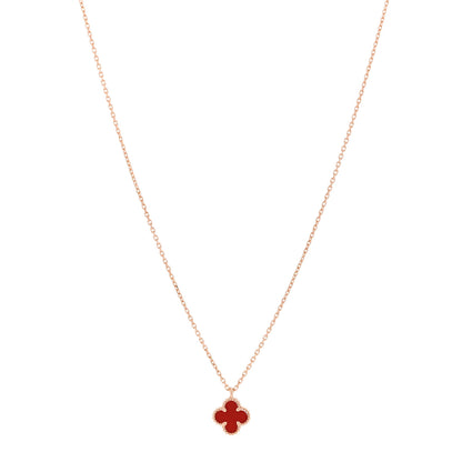 Van Cleef & Arpels 18K Rose Gold Carnelian Sweet Alhambra Pendant Necklace 1 of 5
