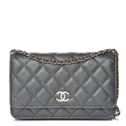 Chanel Iridescent Caviar Quilted Wallet On Chain WOC Black 1 of 11