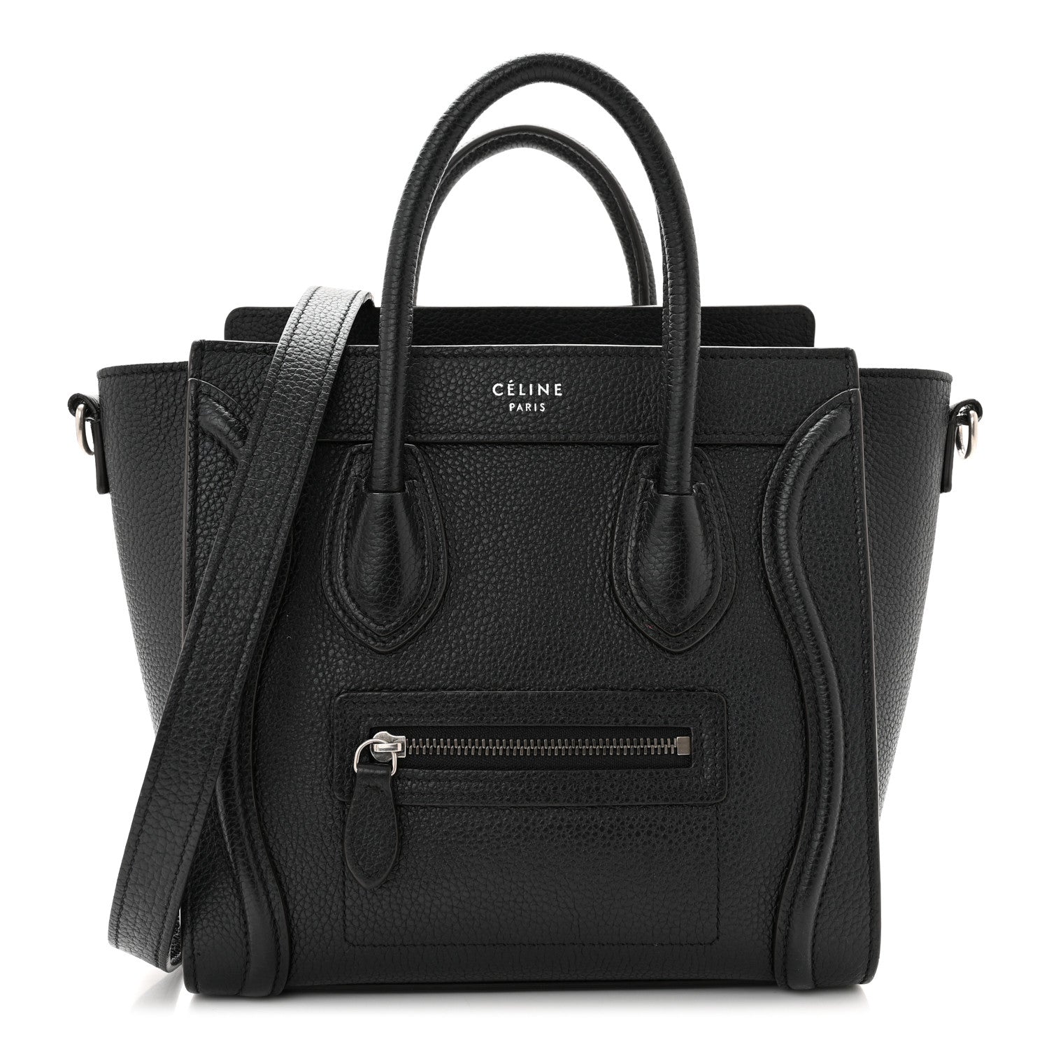 Celine Drummed Calfskin Nano Luggage Black 1 of 9