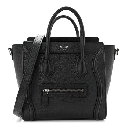 Celine Drummed Calfskin Nano Luggage Black 1 of 9