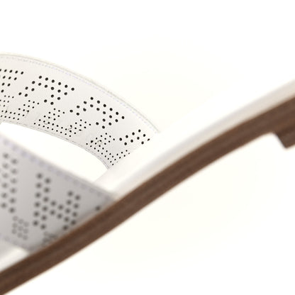 Hermes Calfskin Perforated Oran Sandals 37 White 10 of 11