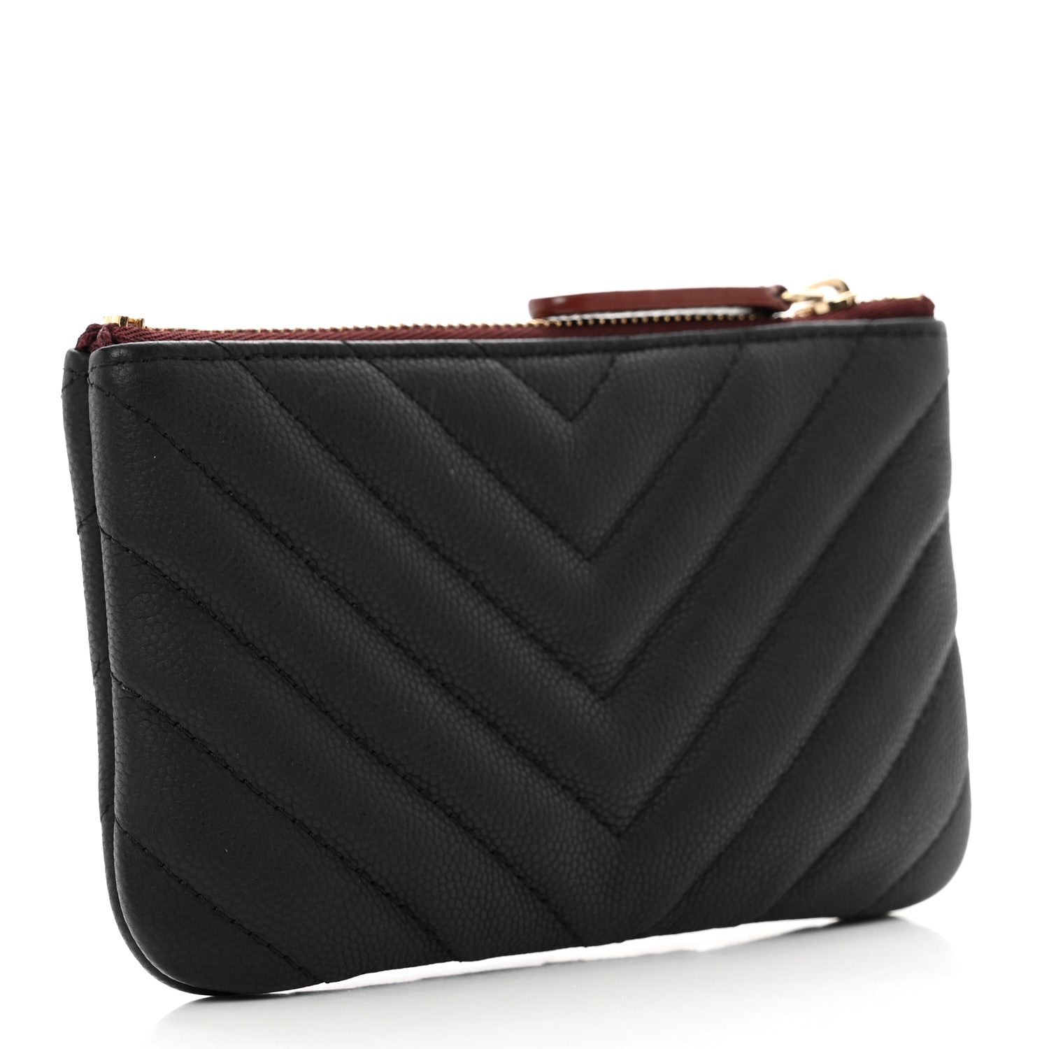 Chanel Caviar Chevron Quilted Small Cosmetic Case Black 3 of 8