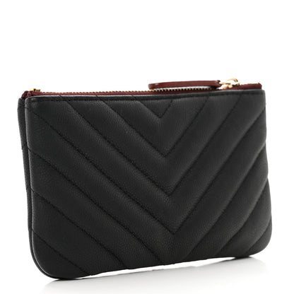 Chanel Caviar Chevron Quilted Small Cosmetic Case Black 3 of 8