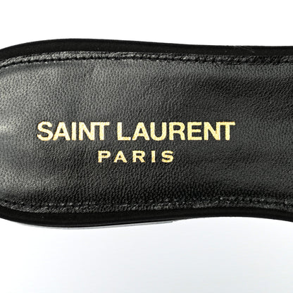Saint Laurent Satin Crystal Gia Ankle Strap Sandals 38 Black 7 of 7