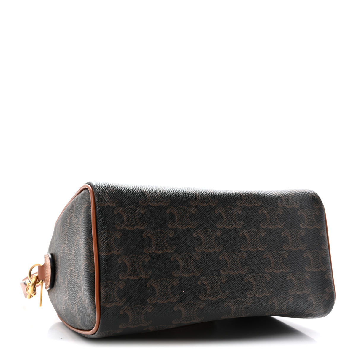 Celine Triomphe Canvas Calfskin Small Boston Bag Tan 4 of 12