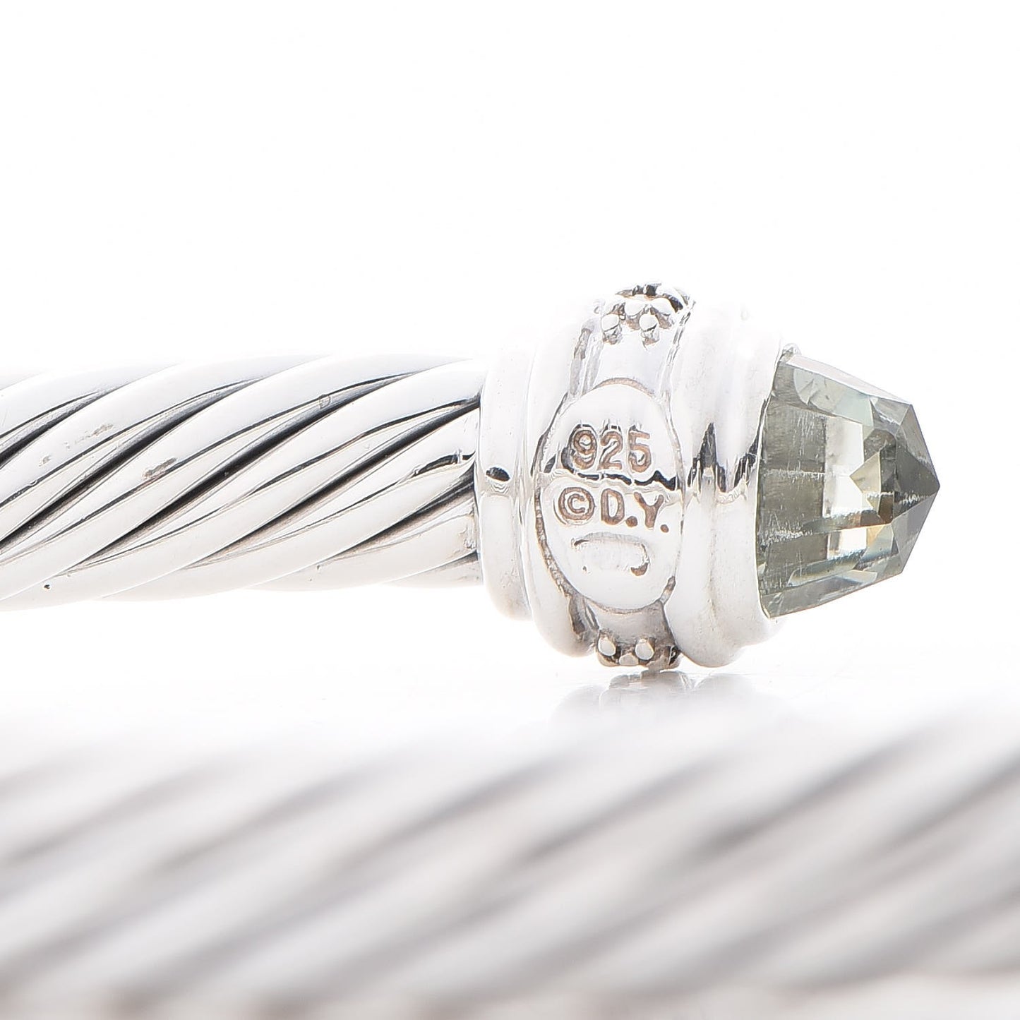Sterling Silver Diamond Prasiolite 7mm Cable Classics Bracelet