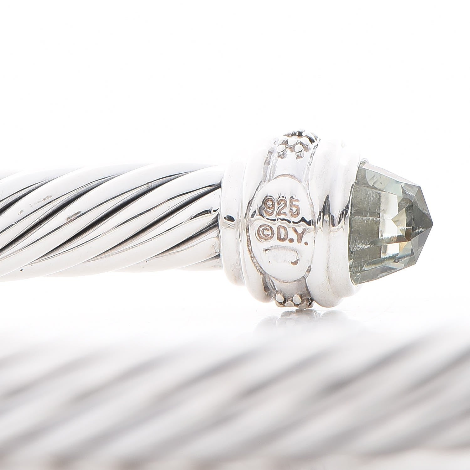 David Yurman Sterling Silver Diamond Prasiolite 7mm Cable Classics Bracelet 4 of 5