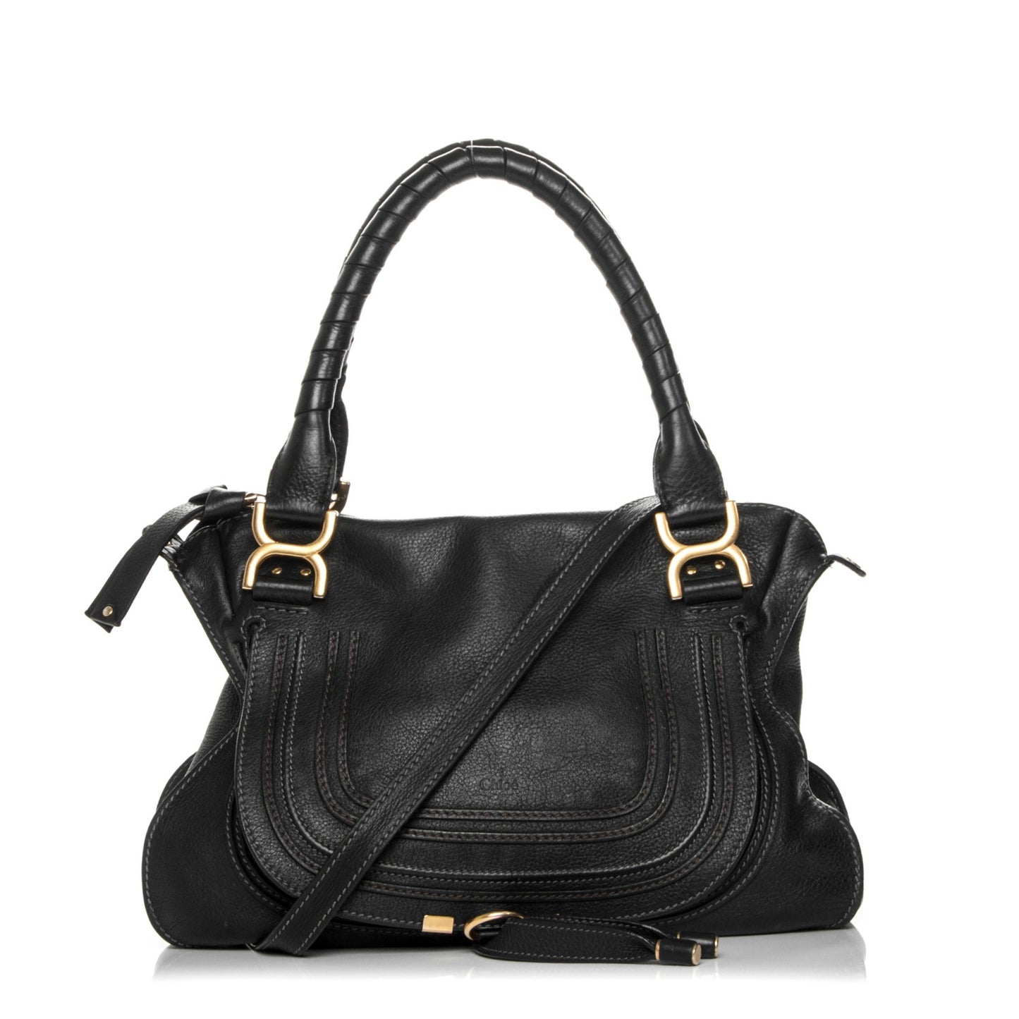 Calfskin Medium Marcie Satchel Black