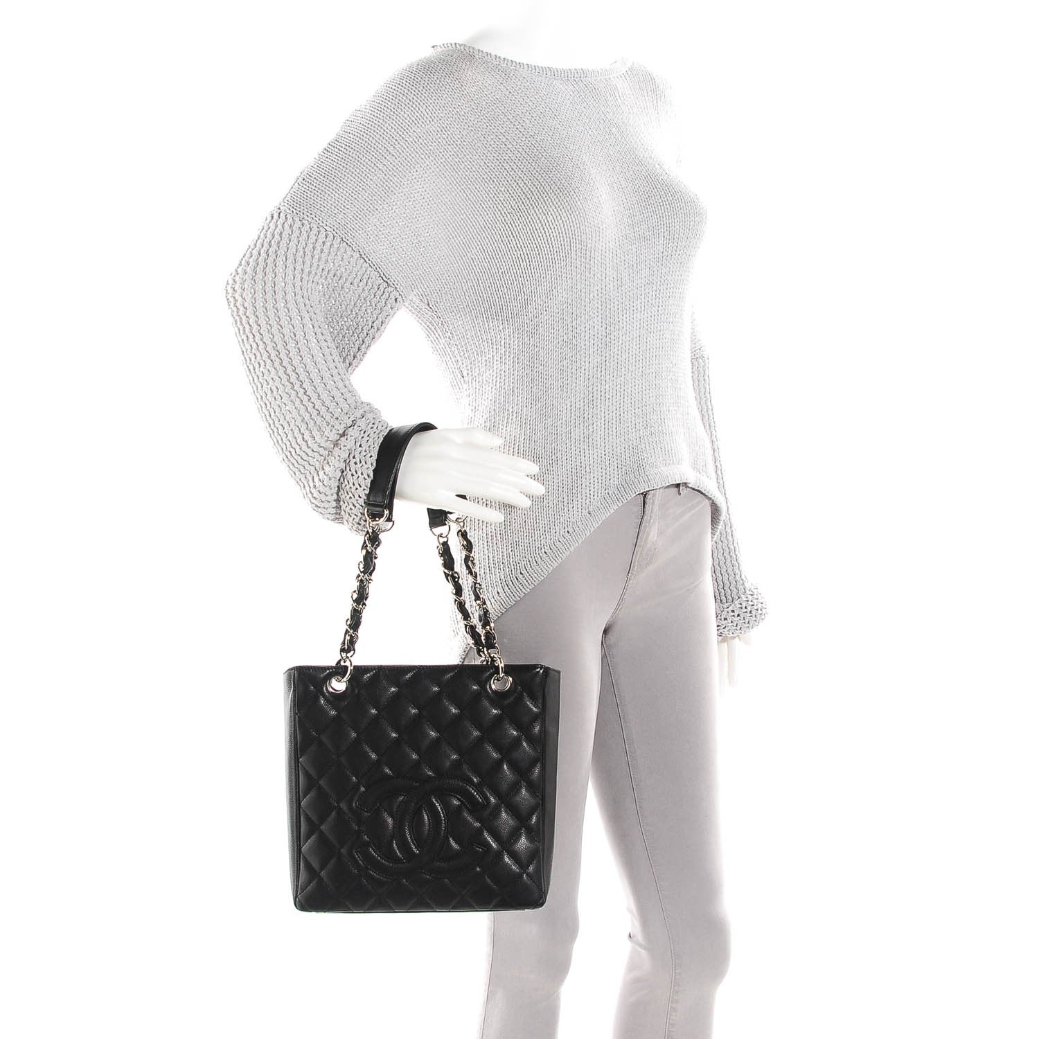 Chanel Caviar Quilted Petit Shopping Tote PST Black 2 of 6