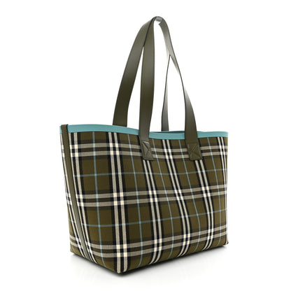 Burberry Cotton Check Medium London Tote Bag Olive Green 4 of 11