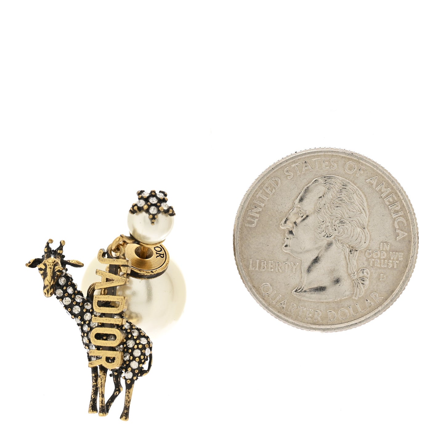 Crystal Pearl Giraffe J'Adior Earring Gold