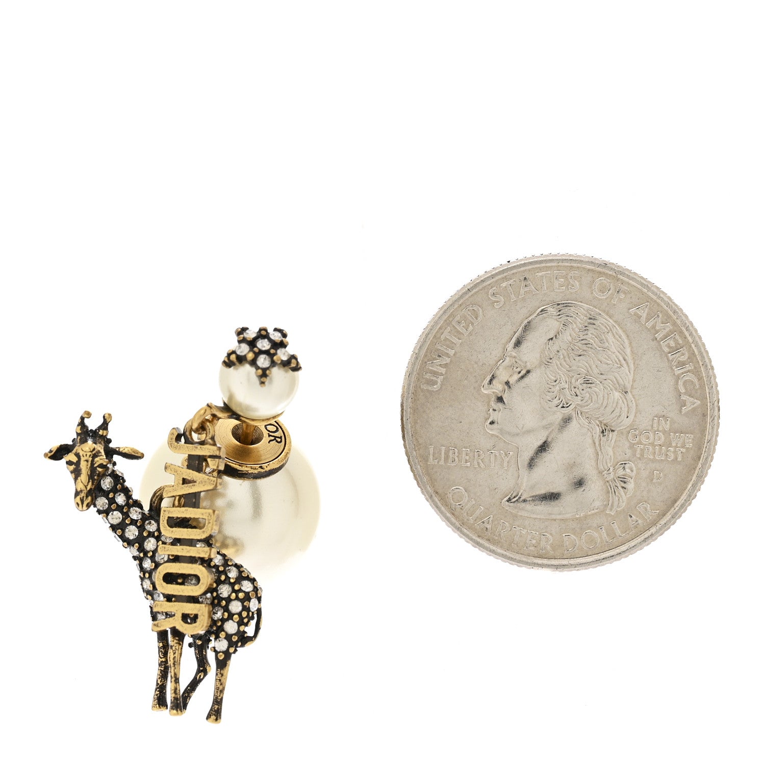Christian Dior Crystal Pearl Giraffe J'Adior Earring Gold 2 of 4
