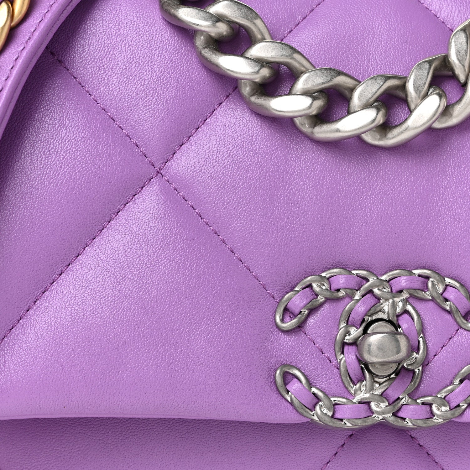 Chanel Lambskin Quilted Medium Chanel 19 Flap Light Purple 7 of 10