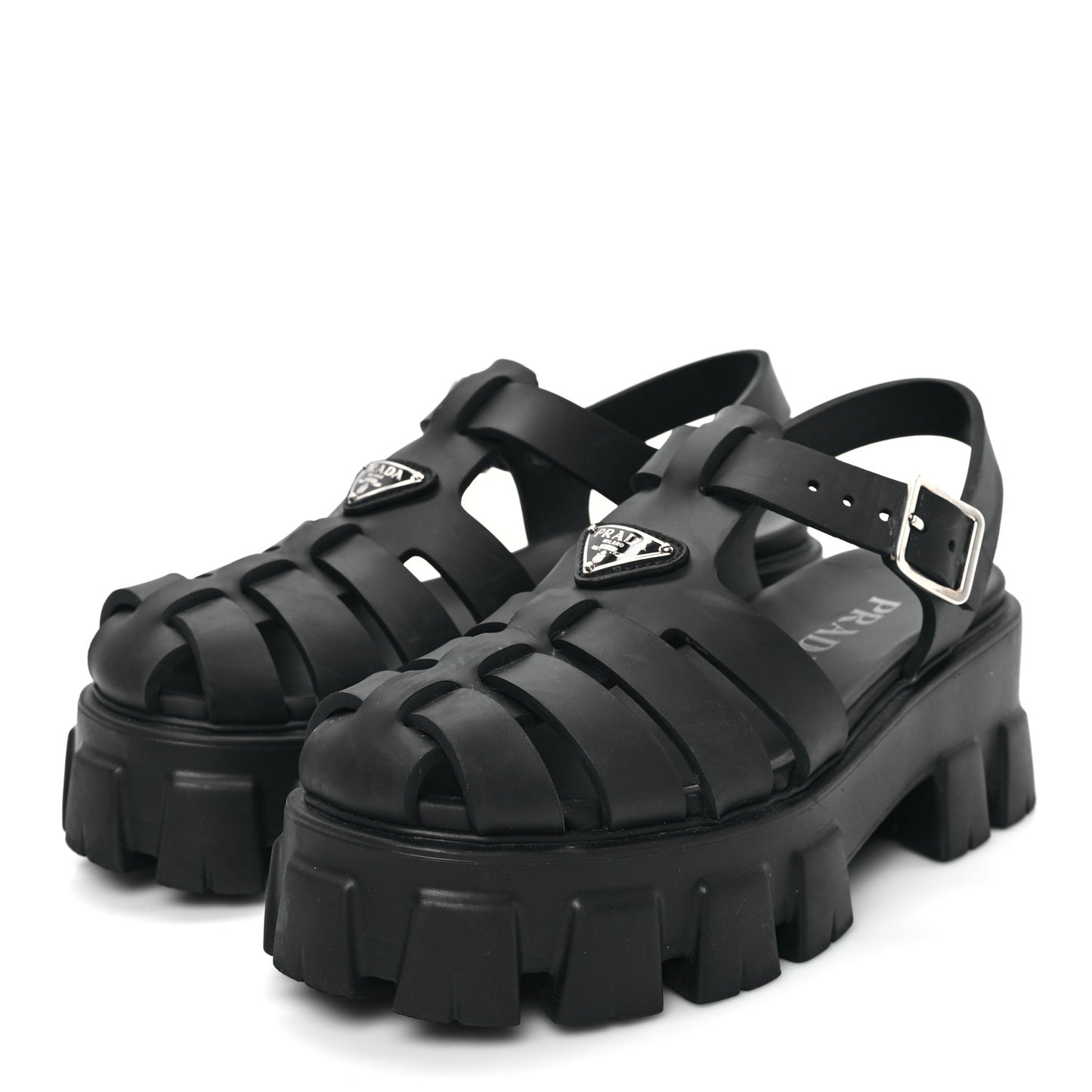 Foam Rubber Triangle Logo Monolith 55mm Cage Sandals 37 Black