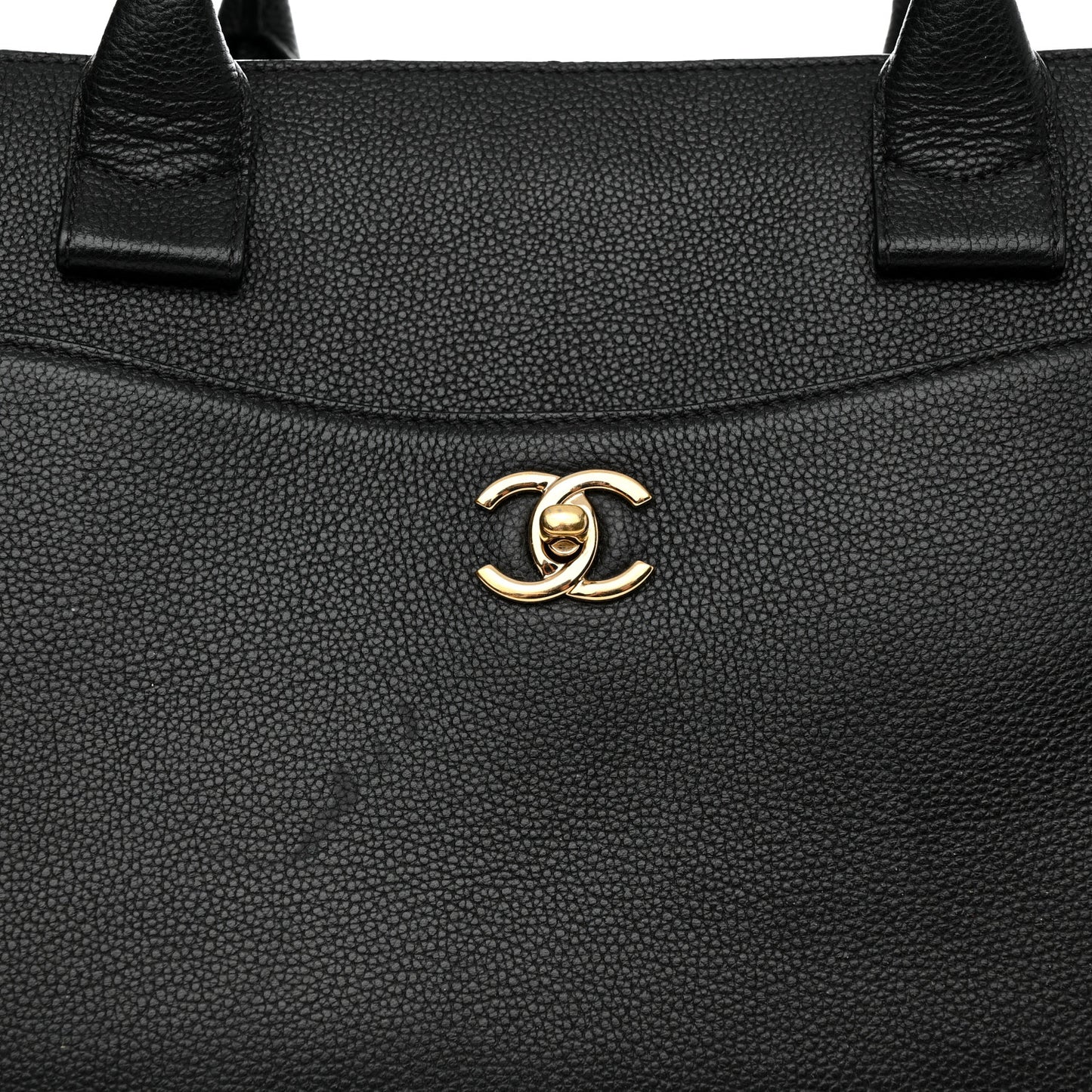 Grained Calfskin Medium Neo Executive Shopper Tote Black
